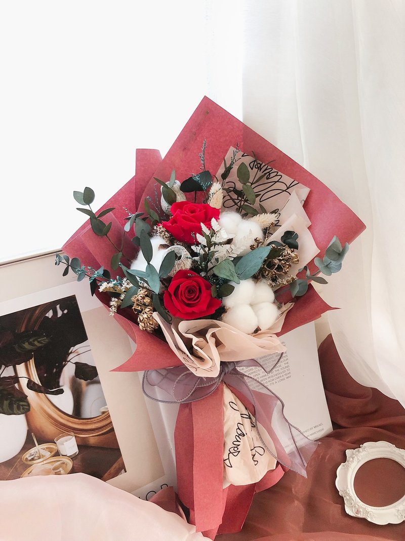 永生花 永生玫瑰花 干燥花 纪念日礼物 求婚花束 告白 祝贺礼物 - 干燥花/捧花 - 植物．花 红色