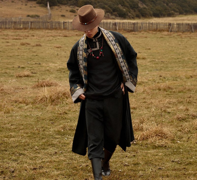 【置身旷野】新中式复古藏风 旅游藏袍 - 男装外套 - 其他材质 黑色