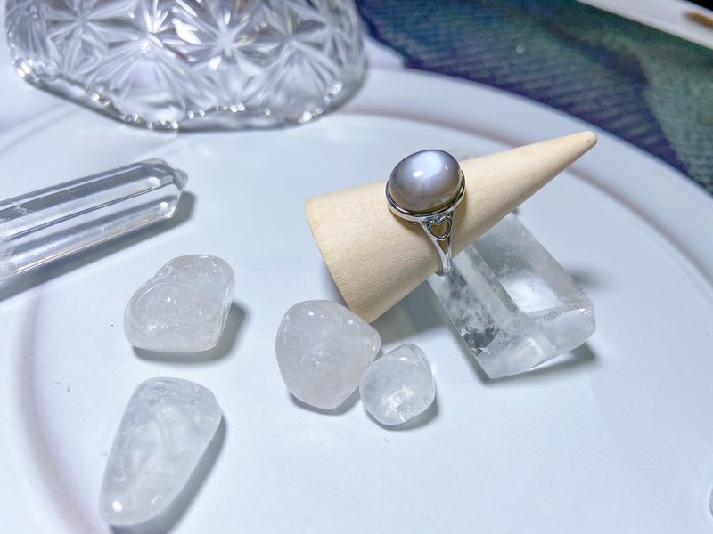 |黑太阳石戒指|灯泡闪光|简约爱心戒拖|925半银防过敏保色| - 戒指 - 宝石 灰色