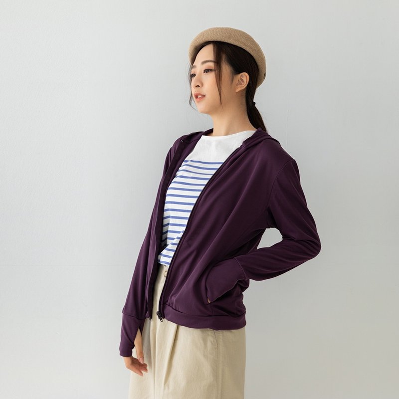UPF50+吸湿排汗女防晒外套_连帽深紫 - 女装休闲/机能外套 - 聚酯纤维 紫色