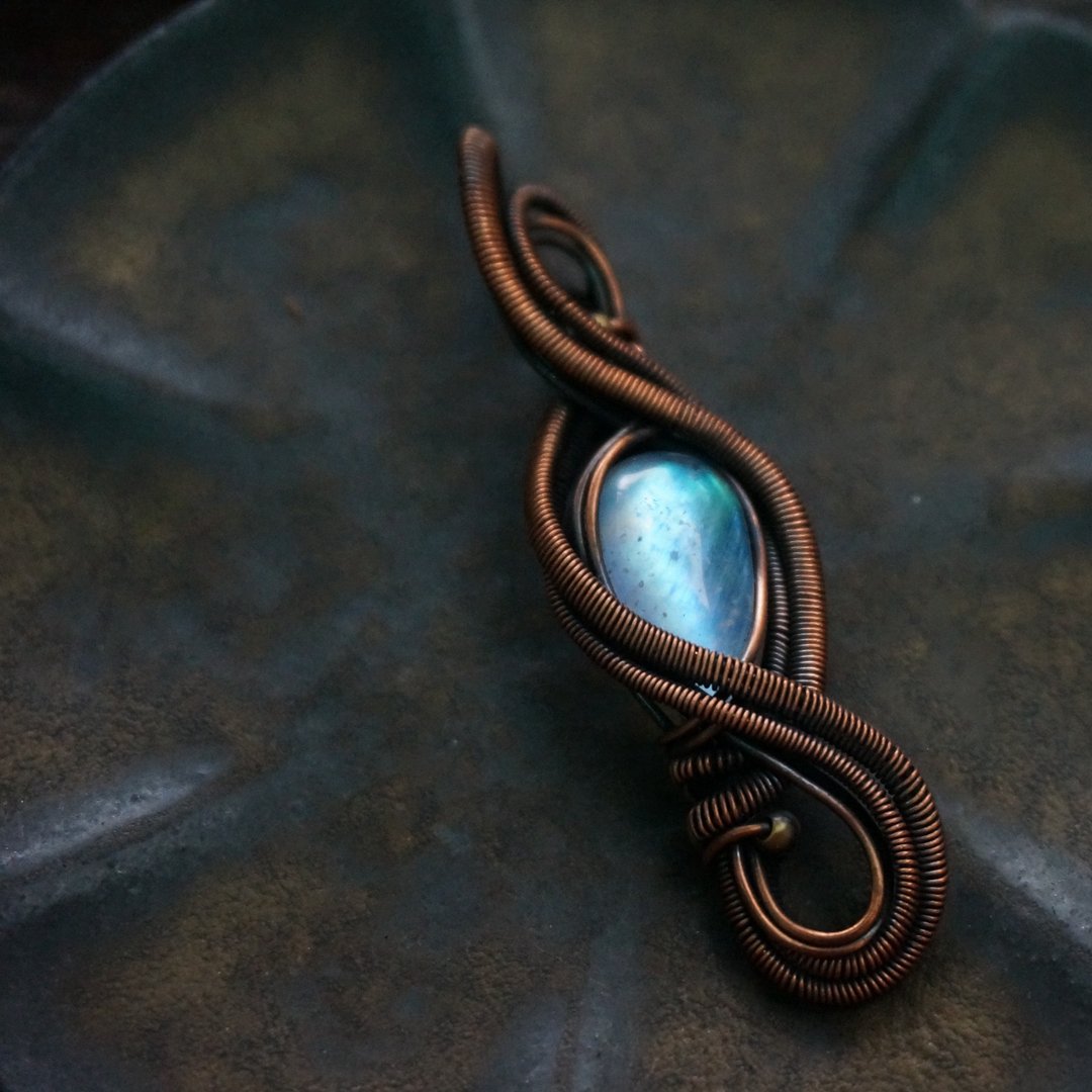 | MC |绕线月光石项链 手工编织  复古 wire wrap - 项链 - 宝石 
