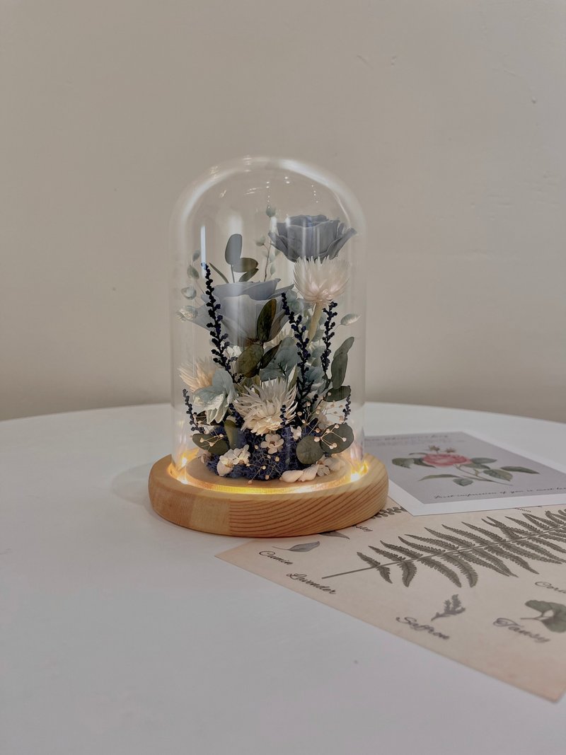 Rosemary静静的守护(原木夜灯)永生花/情人节/生日/毕业礼物 - 干燥花/捧花 - 植物．花 蓝色