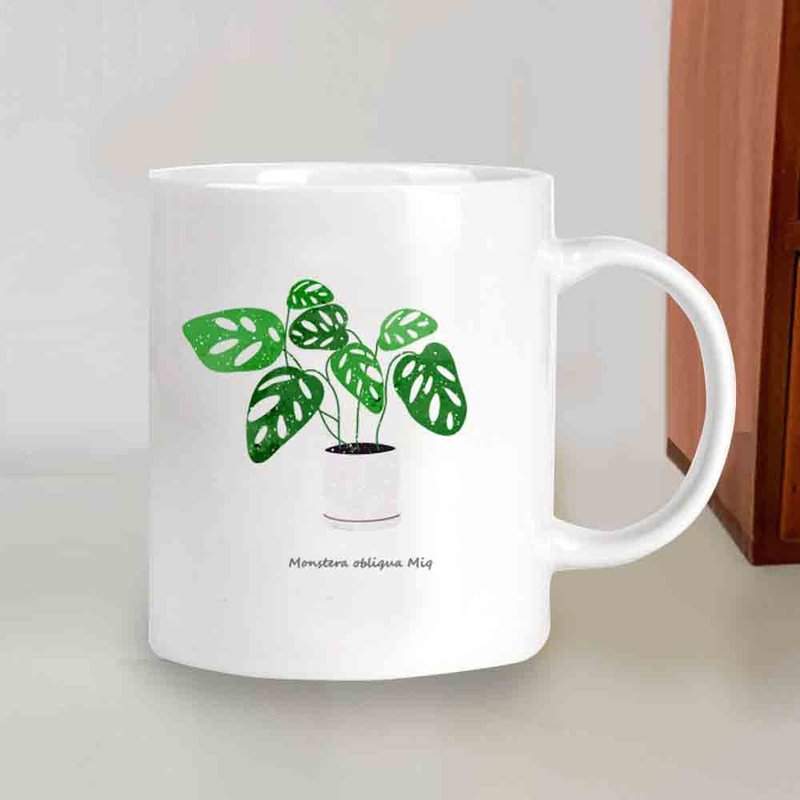 植物 窗孔龟背芋 观叶植物 马克杯 - 咖啡杯/马克杯 - 陶 白色