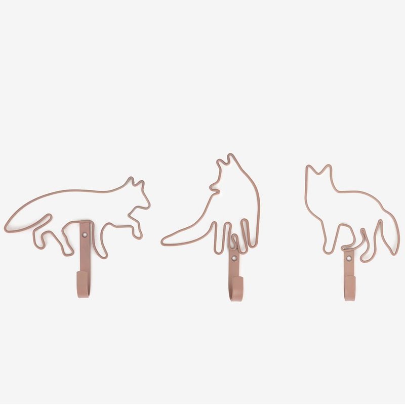 壁面衣帽挂钩组(3入)-狐狸,E2D00045 - 衣架/挂勾 - 其他金属 咖啡色