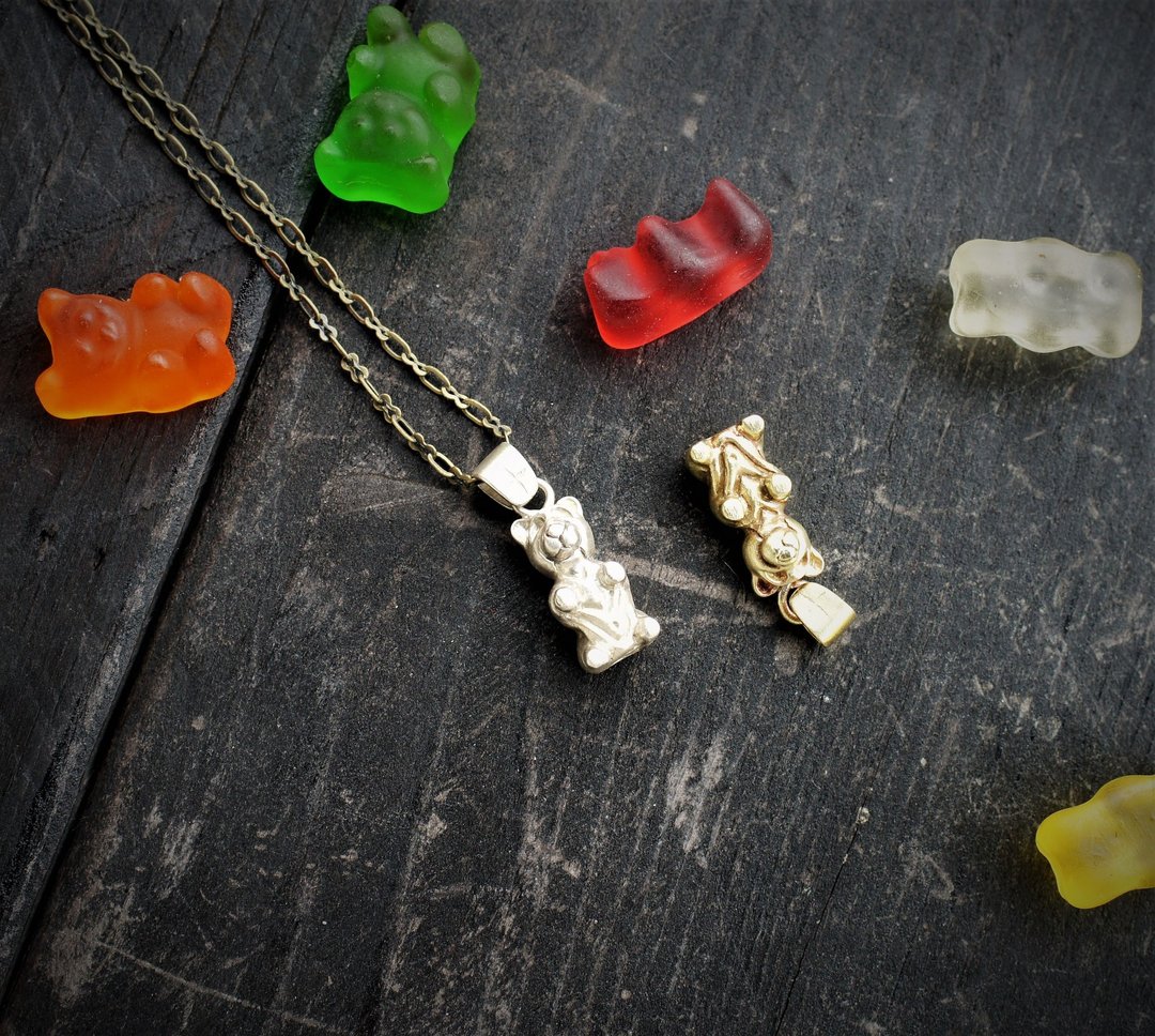 小熊水果糖 银坠 JellyBear silver pendant - 项链 - 纯银 透明
