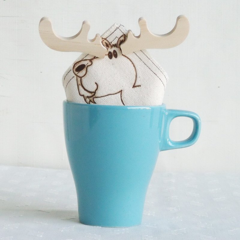 2入 麋鹿 造型 装饰 帆布 磁铁 留言 布告座 生日礼物  商务馈赠  定制名字 logo - 摆饰 - 棉．麻 卡其色