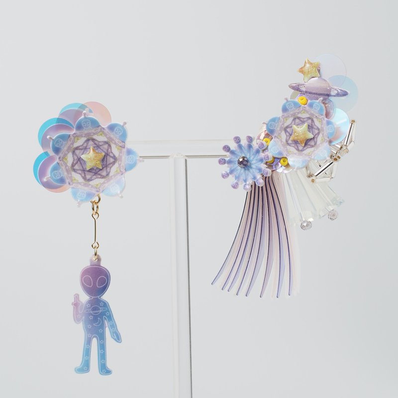 【订做】异花太空主题耳夹耳针 - 耳环/耳夹 - 塑料 紫色