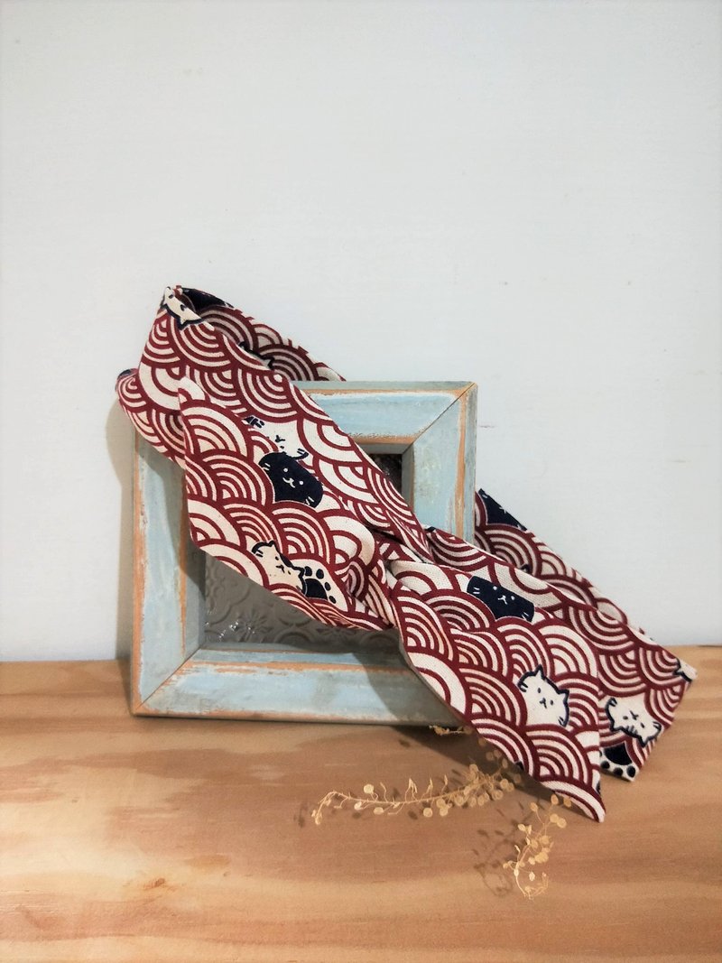 转转发带-日风海波猫咪 - 发带/发箍 - 棉．麻 多色