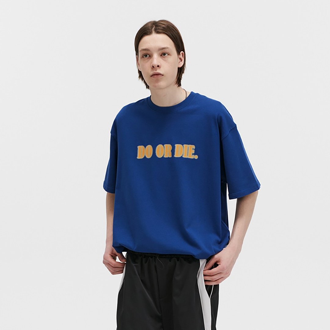 MOKACME 2023SS DO OR DIE口号春夏新品喷漆溶解街头潮牌短袖男女 - 男装上衣/T 恤 - 棉 蓝色