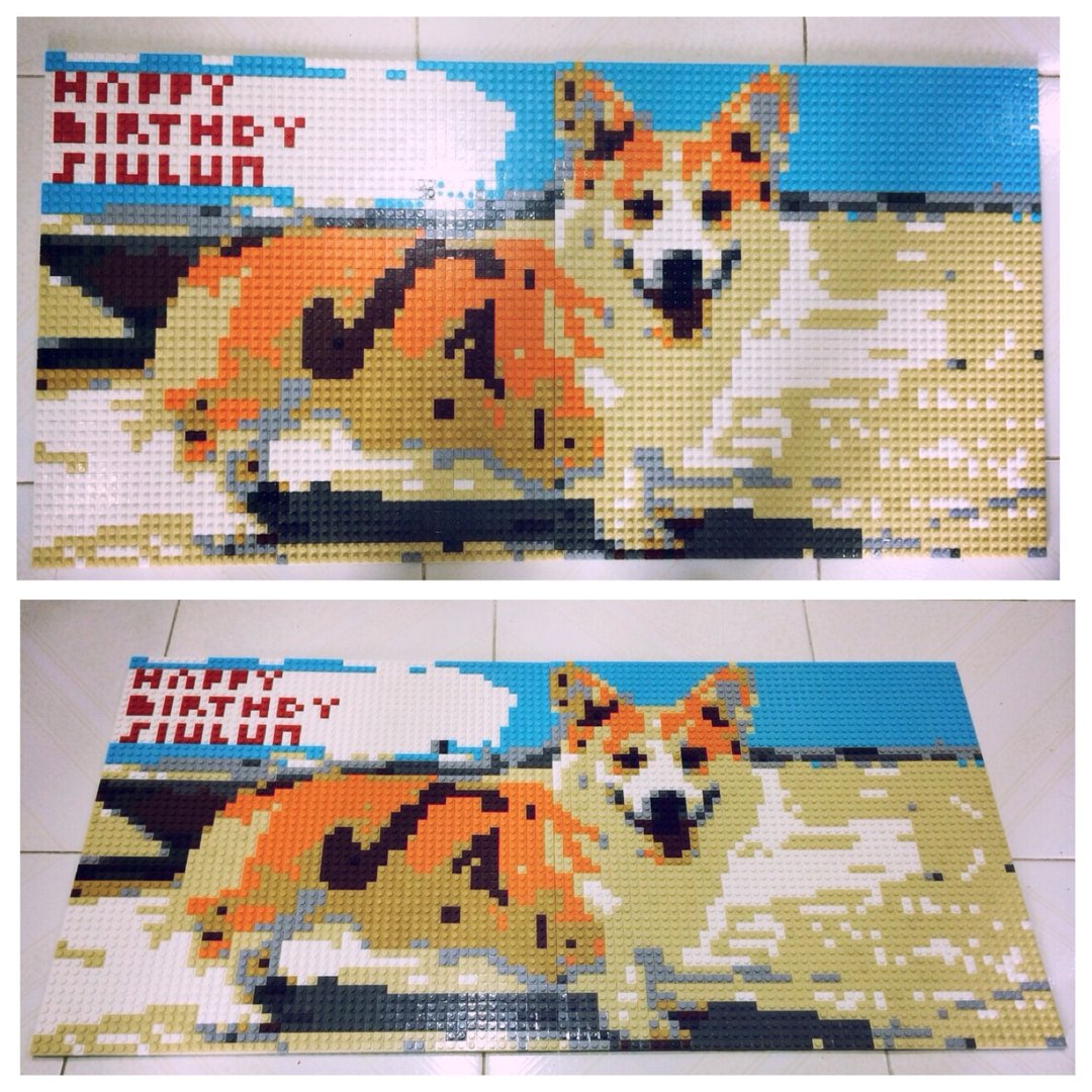 订制专属宠物积木粒积木画 80x40cm - 订制抱枕/饰品 - 塑料 