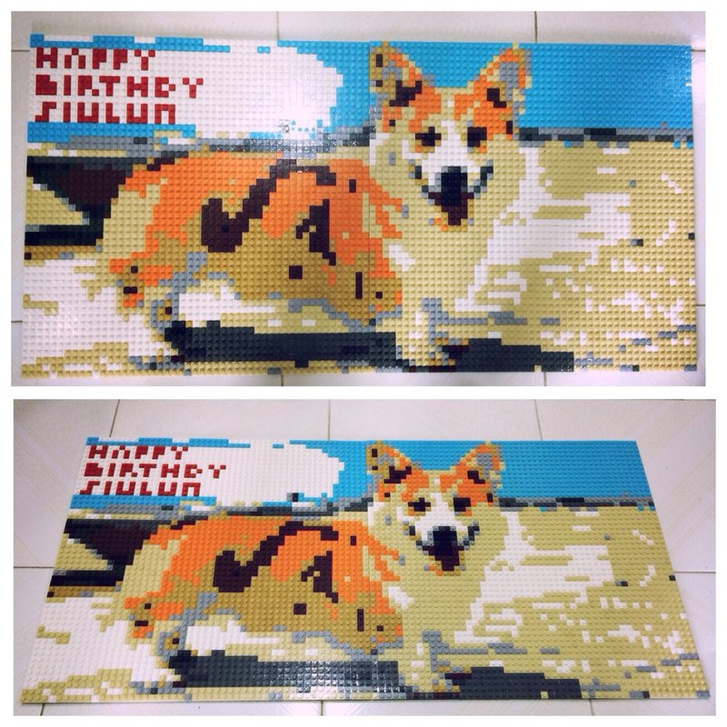 订制专属宠物积木粒积木画 80x40cm - 订制抱枕/饰品 - 塑料 