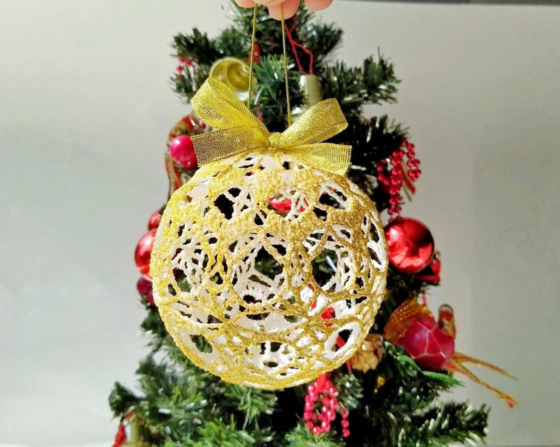 金色圣诞球装饰、圣诞树装饰、大装饰品、圣诞礼物包装 - 摆饰 - 棉．麻 金色