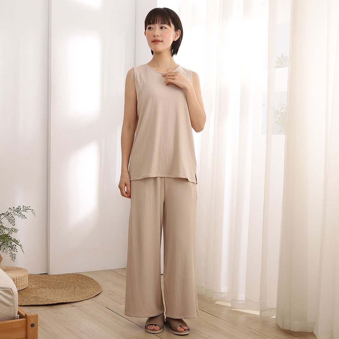 柔软触感杨柳30布背心套装-共2色 - 居家服/睡衣 - 棉 多色