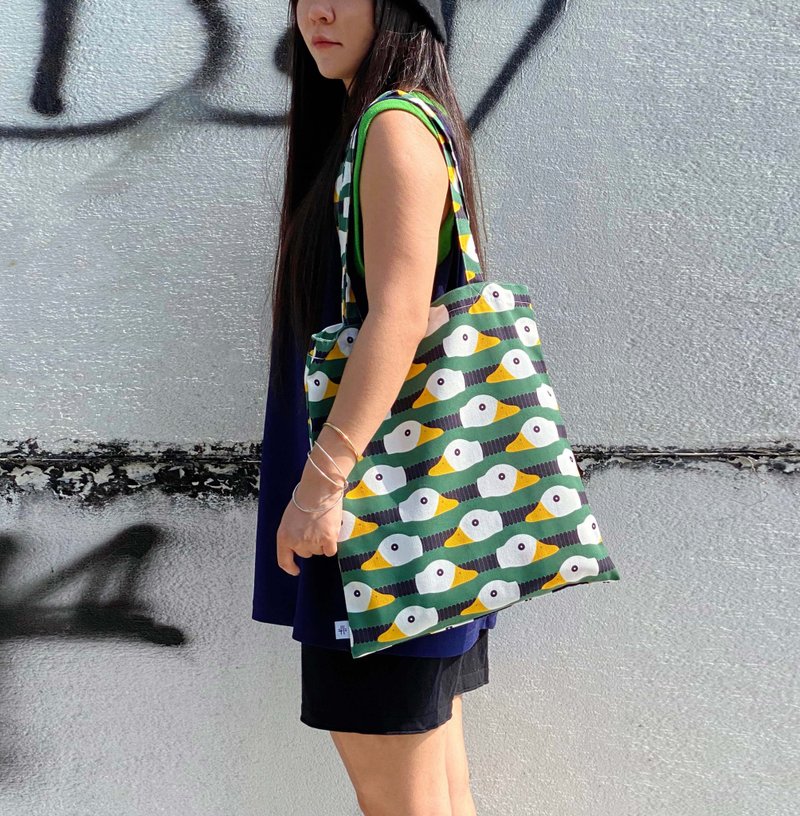 【锦源兴】鸭头灯提袋 l 托特包 购物袋 帆布袋 大容量 A4 印花 - 侧背包/斜挎包 - 聚酯纤维 多色