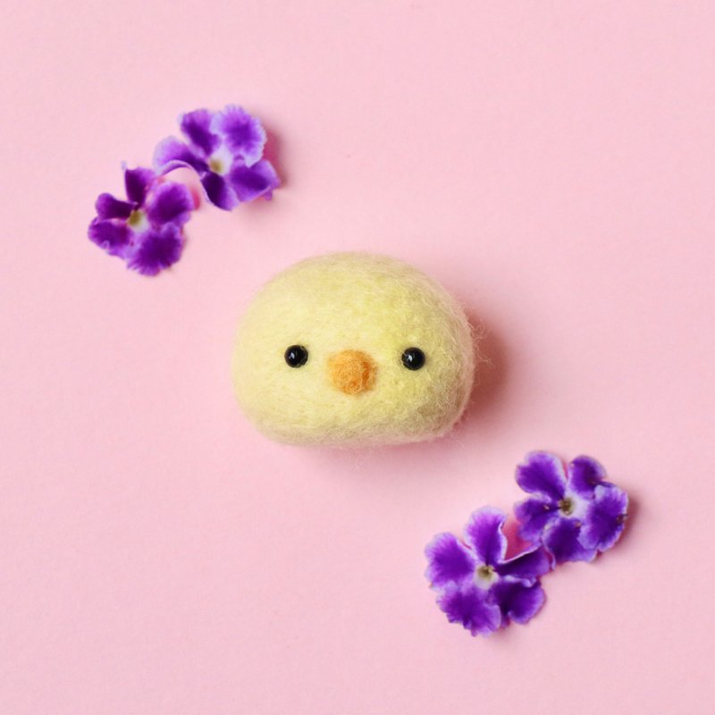 羊毛毡 小鸡 吊饰 胸针 别针 - 胸针 - 羊毛 黄色