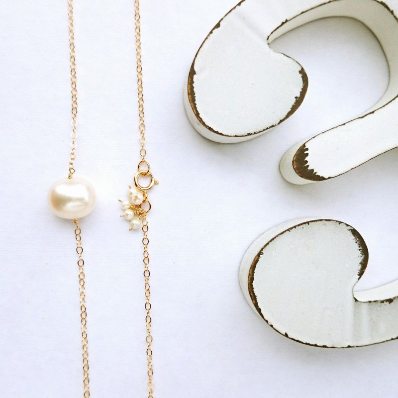 OUTLET * 14kgf Japanese BIG pearl bubble necklace - 项链 - 珍珠 白色