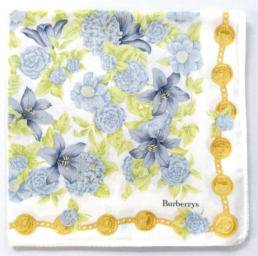 Burberry 复古手帕 蓝色花卉 20 x 20 英寸 - 手帕/方巾 - 棉 卡其色