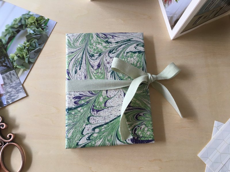 Accordion shape photo album, marbled paper, A6 - 相簿/相册 - 纸 绿色