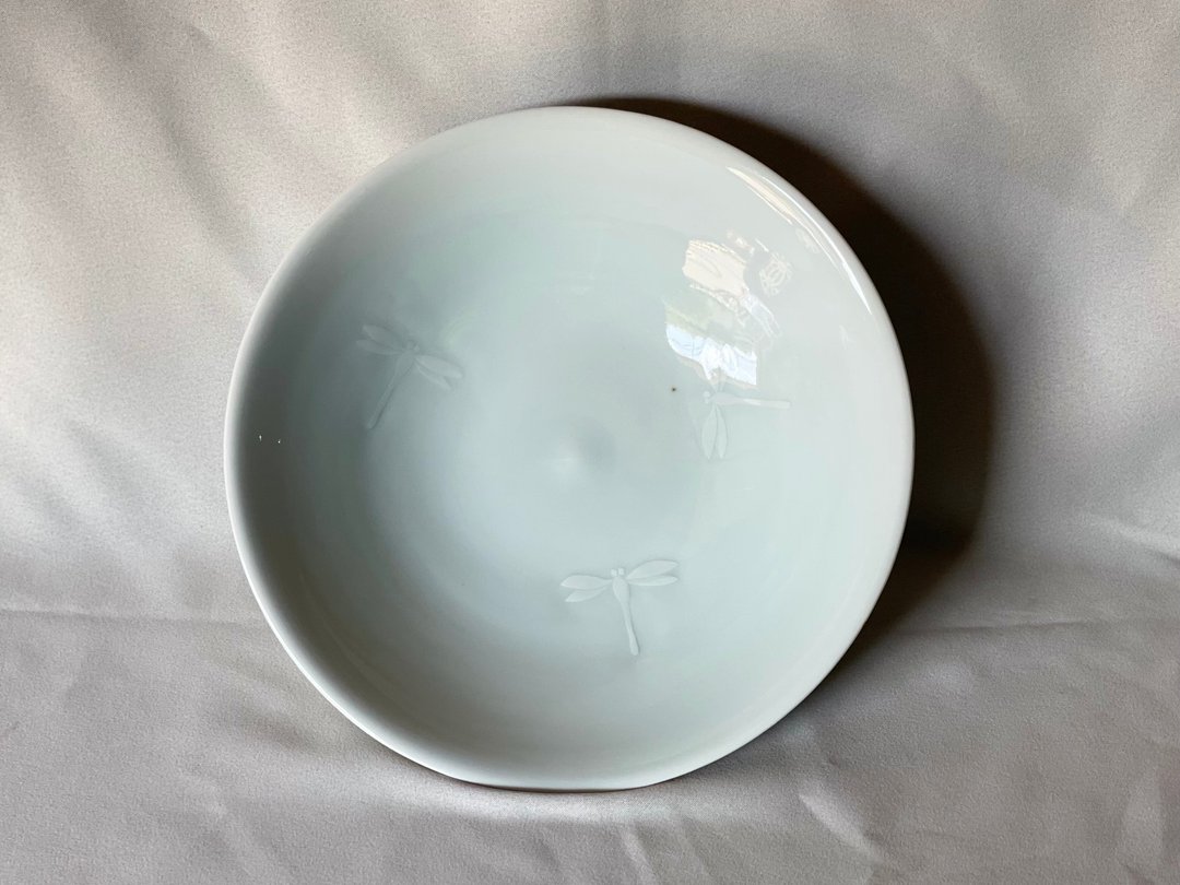 Large bowl porcelain dragonfly - 碗 - 瓷 白色