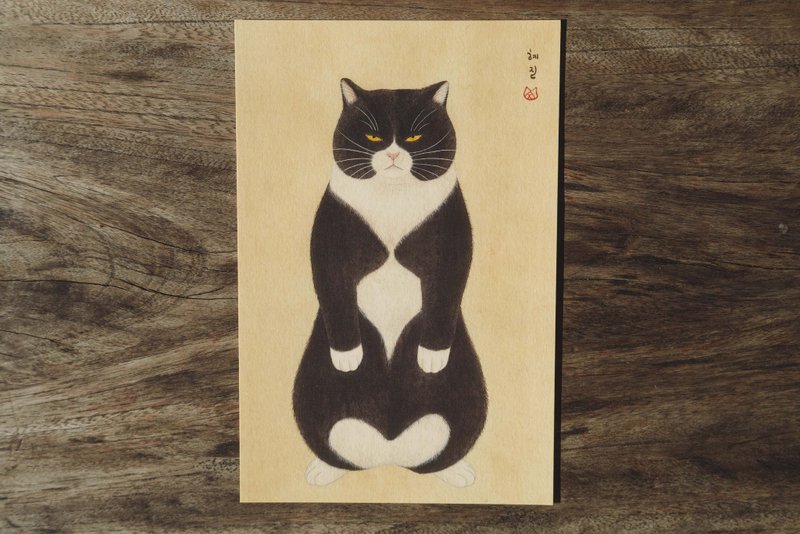 帅气奔驰猫的西装打扮。韩国艺术家猫咪明信片　黑白猫系列 - 卡片/明信片 - 纸 