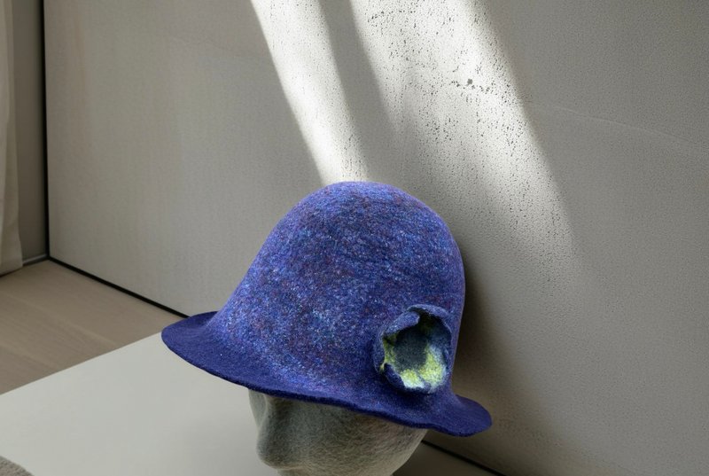 丝光美丽诺羊毛淑女帽 -  静紫花影 - 帽子 - 羊毛 紫色