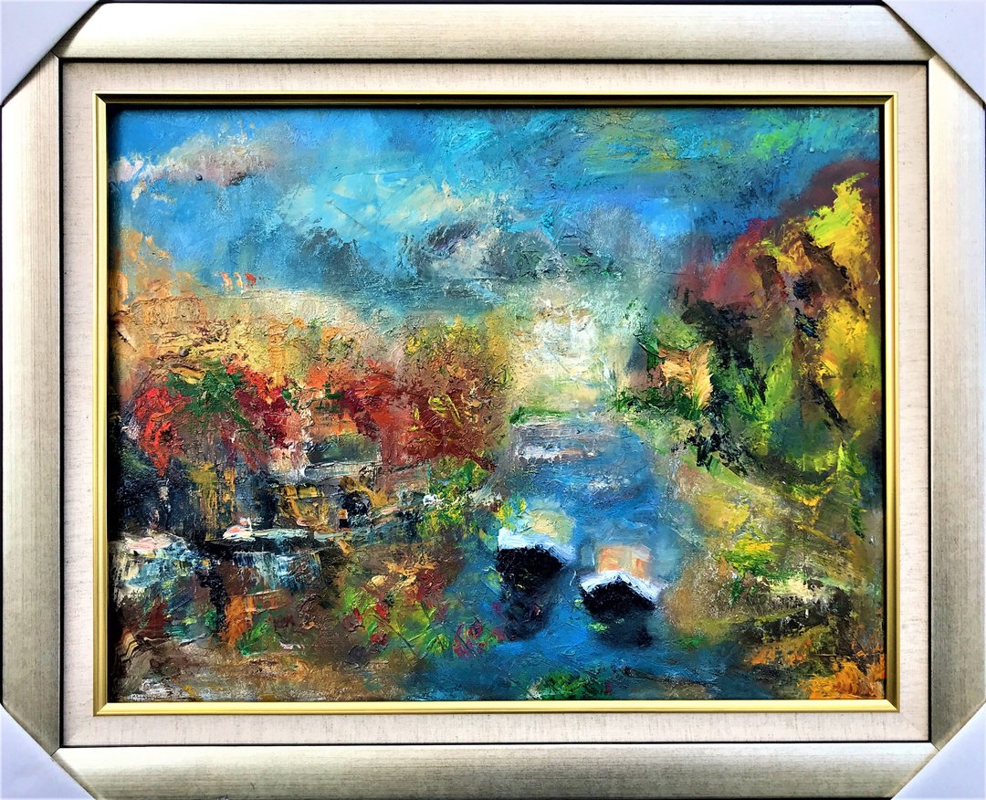 手工油画 河边风光 包邮  挂画壁画 装饰画 疗愈画 背景墙画 - 海报/装饰画/版画 - 棉 多色