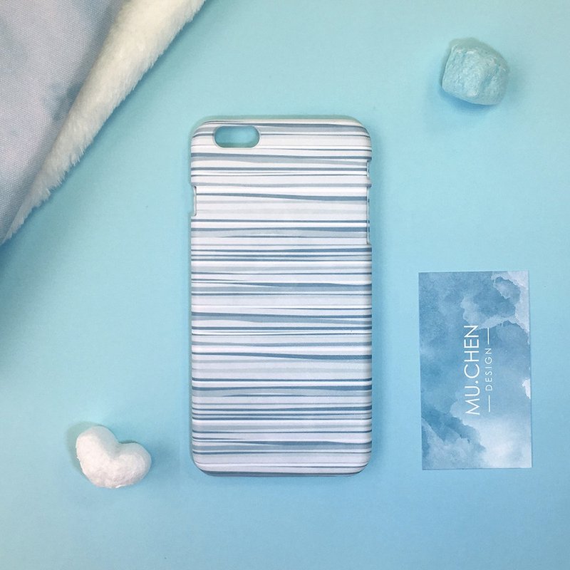 蓝水彩条纹(iPhone.Samsung三星, HTC, Sony.华硕手机壳保护套) - 手机壳/手机套 - 塑料 蓝色