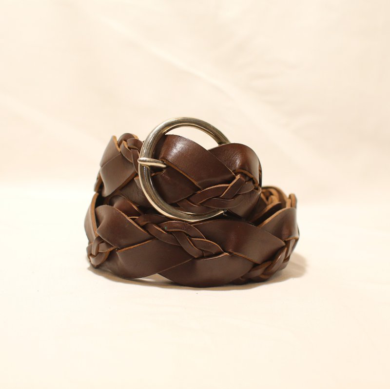 Back to Green - 腰带 编织圆扣  // vintage belt - 皮带/腰带 - 真皮 