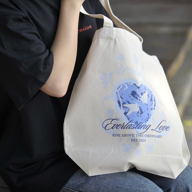 eoabag-02 | Tulip 帆布袋蓝 - 手提包/手提袋 - 棉．麻 白色