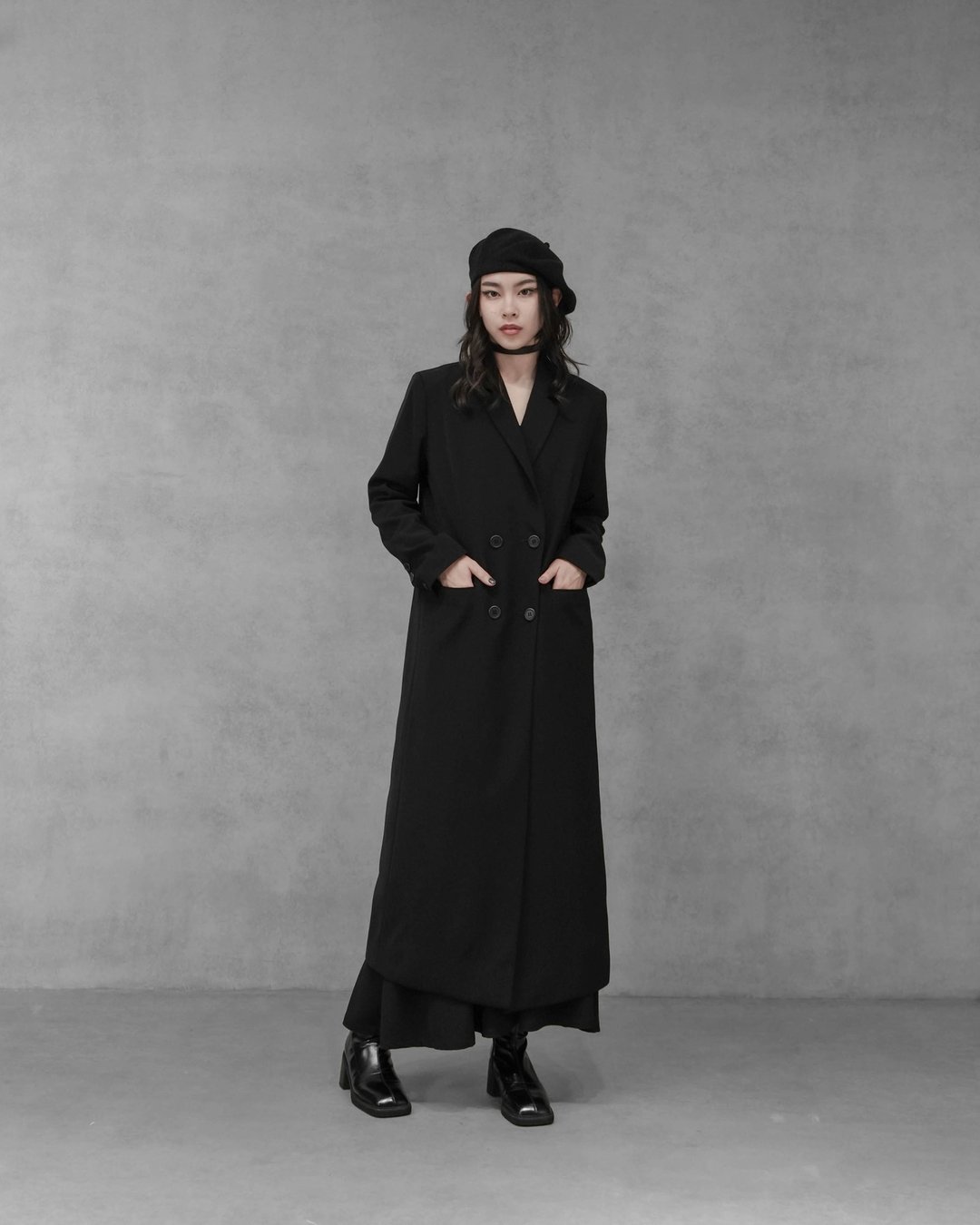 MUKK DESIGN 超长版西装大衣-女版 - 女装西装外套/风衣 - 聚酯纤维 黑色