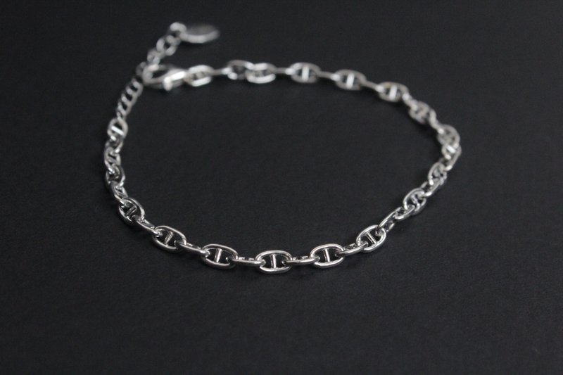 日日曰曰 纯银手工手链 猪鼻/日字链 - 手链/手环 - 纯银 银色