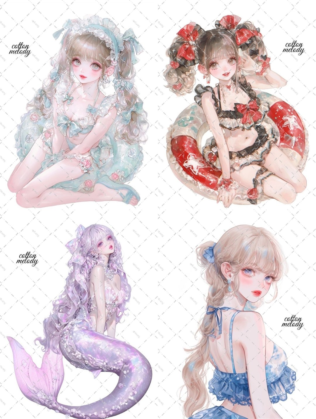 【限定】夏日旋律盒装组 compact set / 20 款各 3 张 / cotton melody / 原创贴纸 【8月活动适用】 - 贴纸 - 纸 