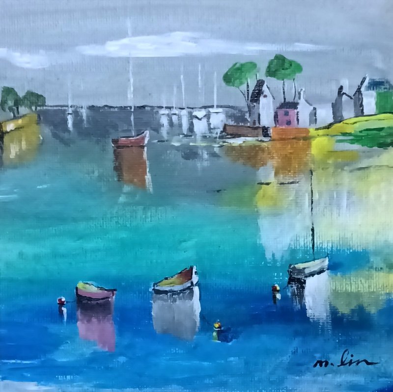 法国翁拉佛尔海边一景 - 墙贴/壁贴 - 棉．麻 