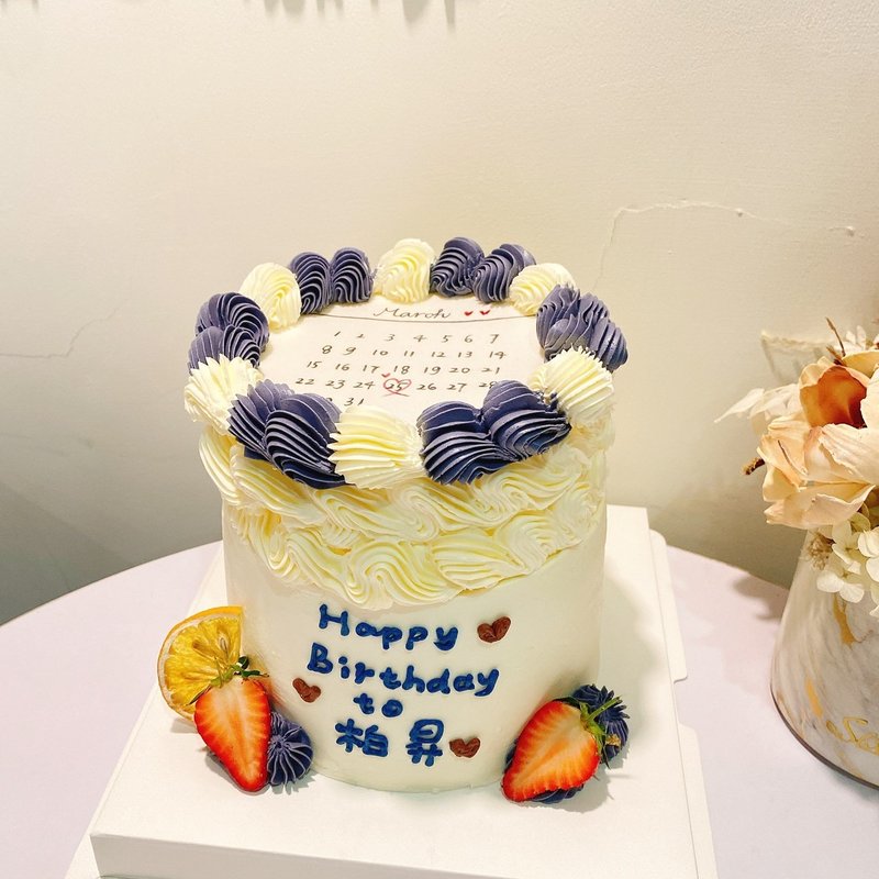 白紫色系燃烧蛋糕 定制化蛋糕 生日蛋糕 鲜奶油挤花 铄甜点 6寸 - 蛋糕/甜点 - 新鲜食材 