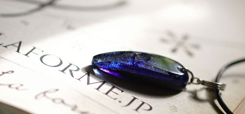 Blue flake pair shape - 项链 - 玻璃 蓝色