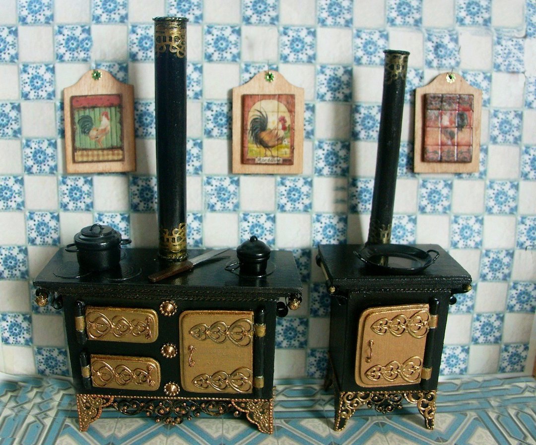 1:12 scale. Dollhouse oven. Plate. - 玩偶/公仔 - 其他材质 