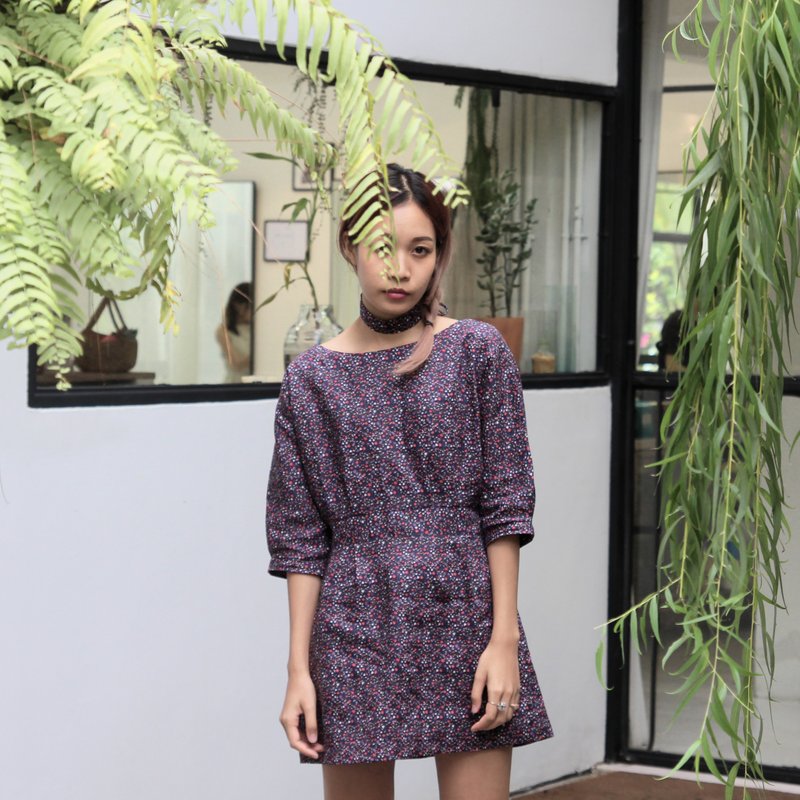 Eden Garden Dress (Verbena) - 洋装/连衣裙 - 棉．麻 紫色