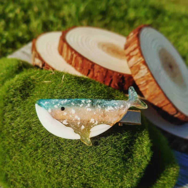 天空鲸鱼发夹 黄昏颜色 (可选发夹/发圈/日本发插) - 发饰 - 树脂 多色