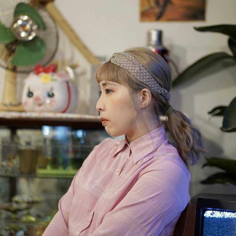 手工发带 / 简朴风格 / 褐色圆点 - 发饰 - 棉．麻 咖啡色