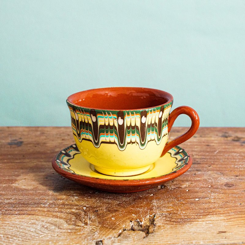 Troyan baked cup and saucer - 茶具/茶杯 - 陶 