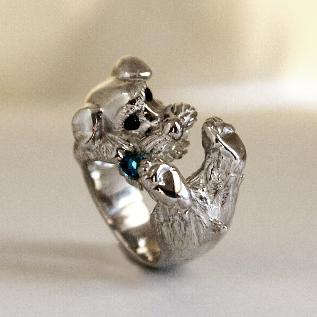 Gemstone-biting schnauzer ring [free shipping] Gemstone-biting schnauzer ring. - 戒指 - 其他金属 
