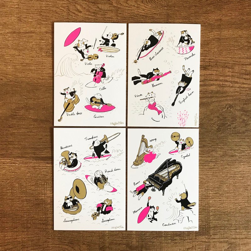 四季音乐猫明信片-夏 | 古典音乐 | Music Gift | 音乐礼品 - 卡片/明信片 - 纸 白色