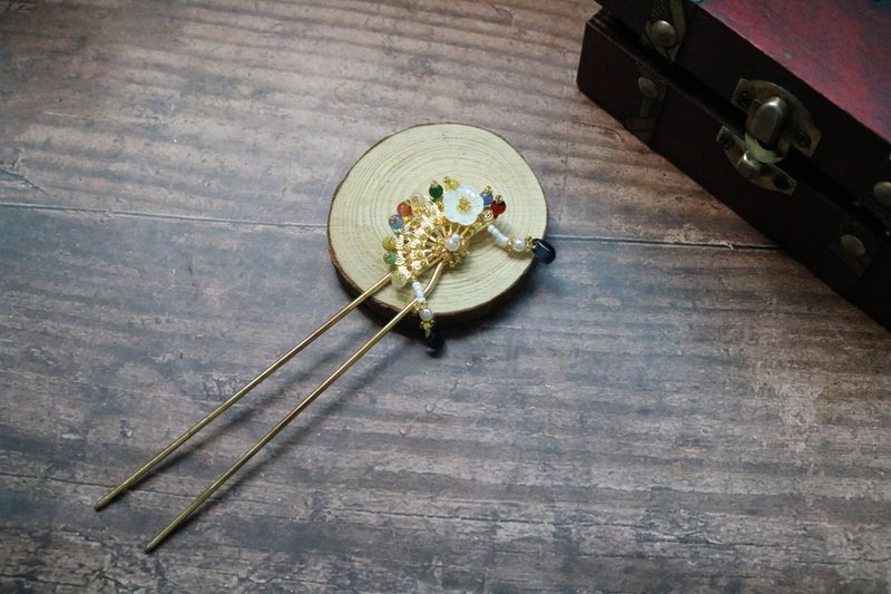 金色扇子步摇发簪古装头饰发饰唯美 - 发饰 - 铝合金 金色