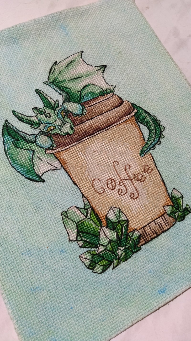 Cross stitch dragon coffee PDF file , fast service, Threads DMC - 编织/刺绣/羊毛毡/裁缝 - 其他金属 