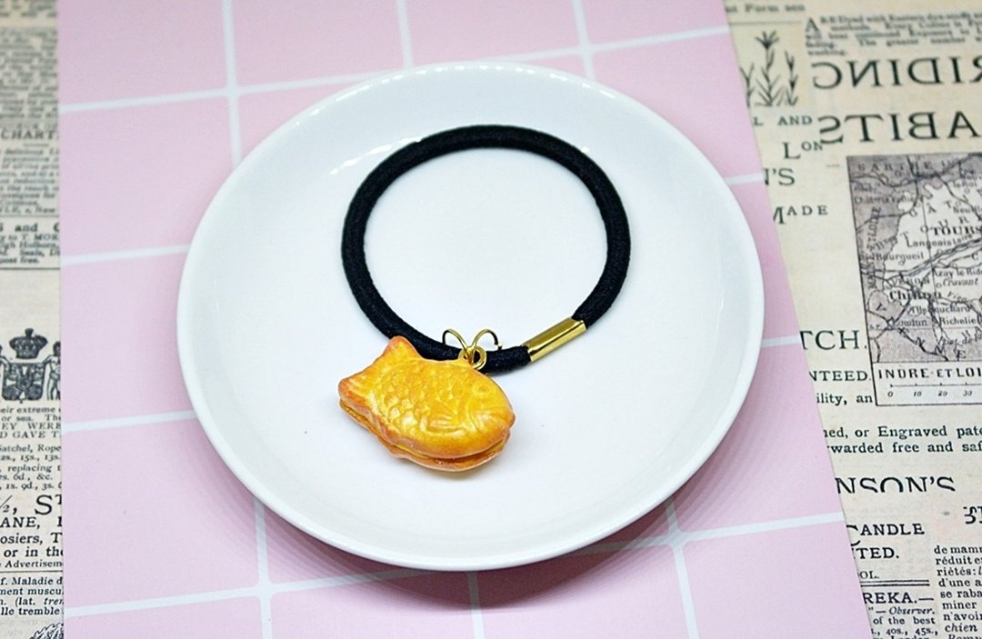 <仿真黏土发饰> => 卡士达雕鱼烧－发束系列－#俏皮 #Hair band - 发饰 - 粘土 橘色