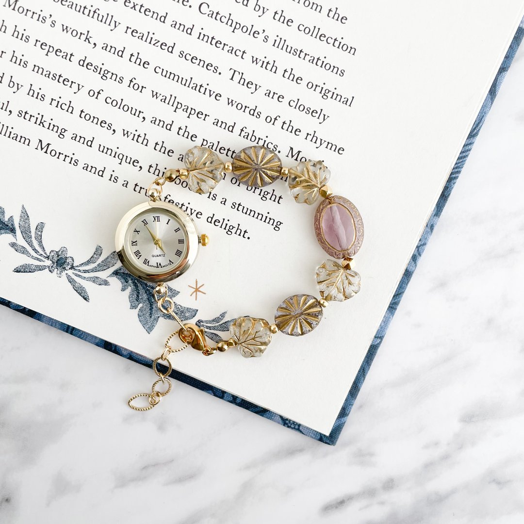 Arda / Pink / Acrylic Bead Bracelet Watch LI163 - 女表 - 其他金属 金色
