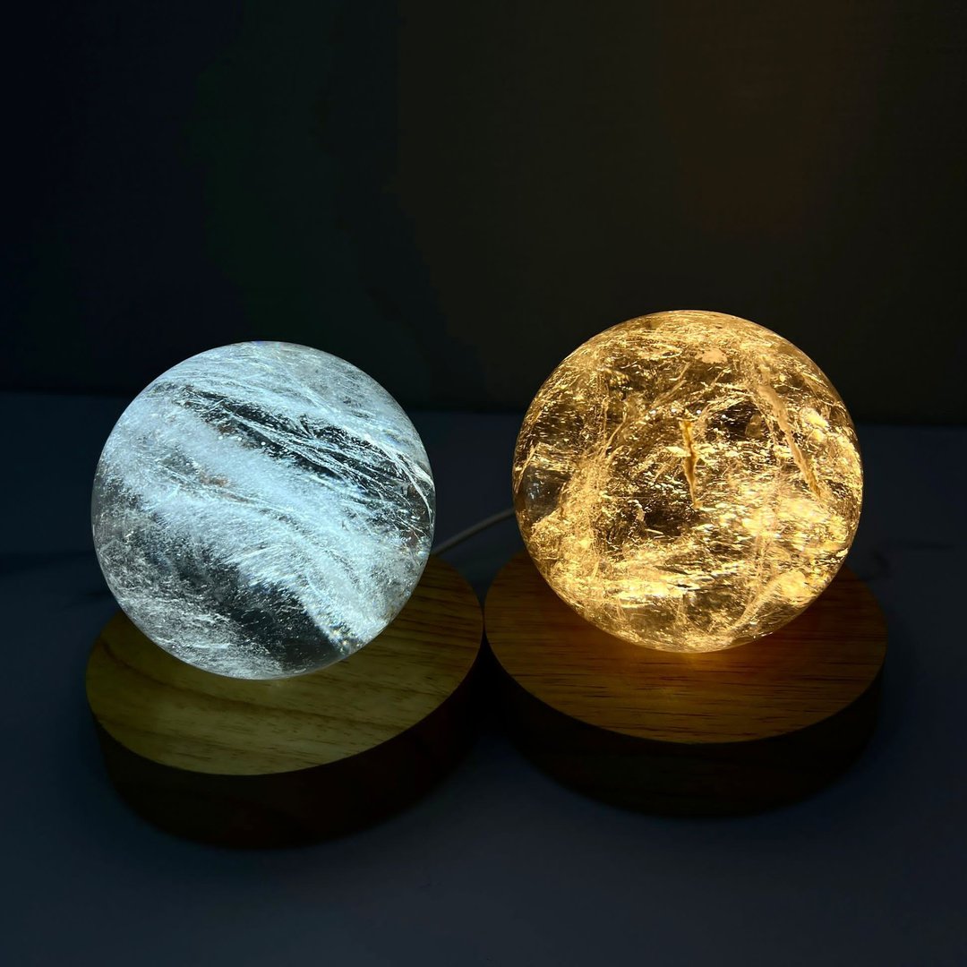 【定制化礼物】月球白水晶灯 | 水晶球 | 水晶摆件 | - 灯具/灯饰 - 水晶 透明