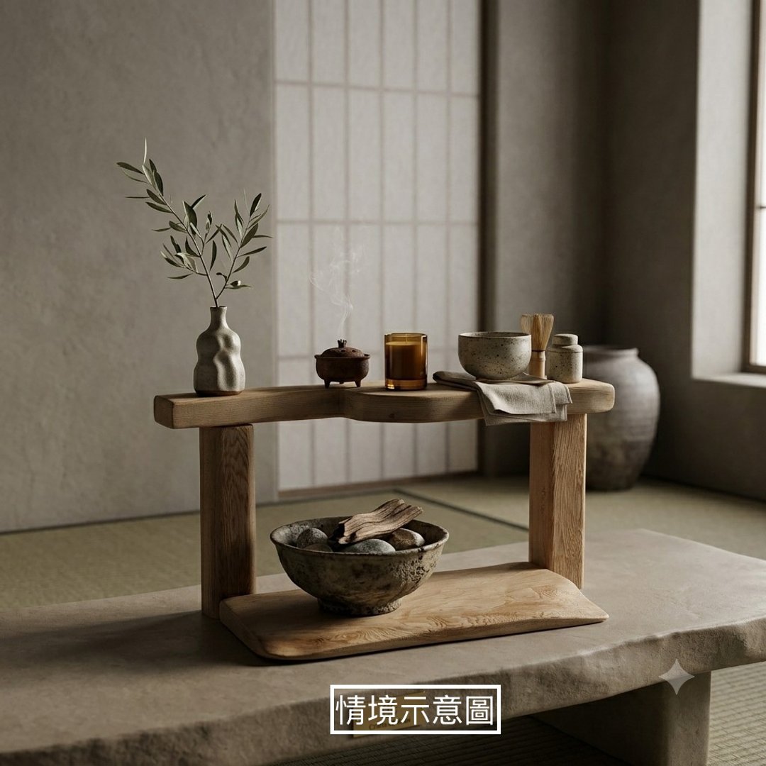 木序桧木双层展示架__天然原木设计摆饰 - 摆饰 - 木头 卡其色