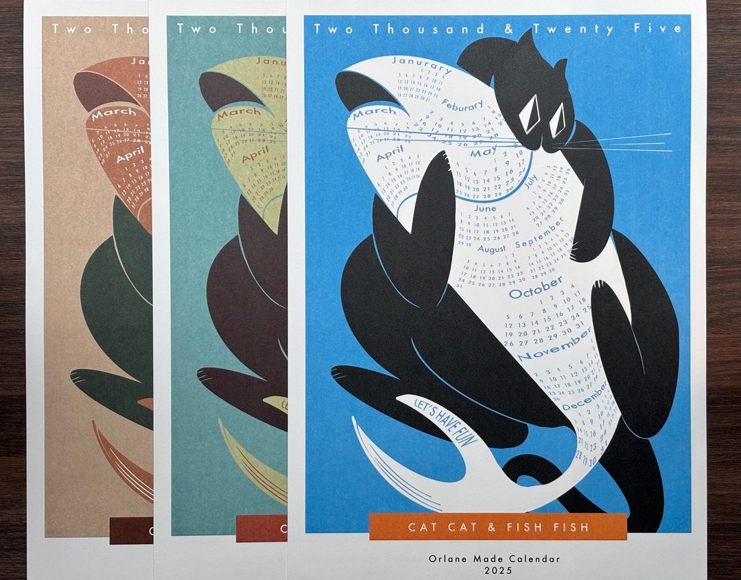 2025 calendar l 猫猫与鱼鱼挂历海报 cat cat&fish fish - 年历/台历 - 纸 多色