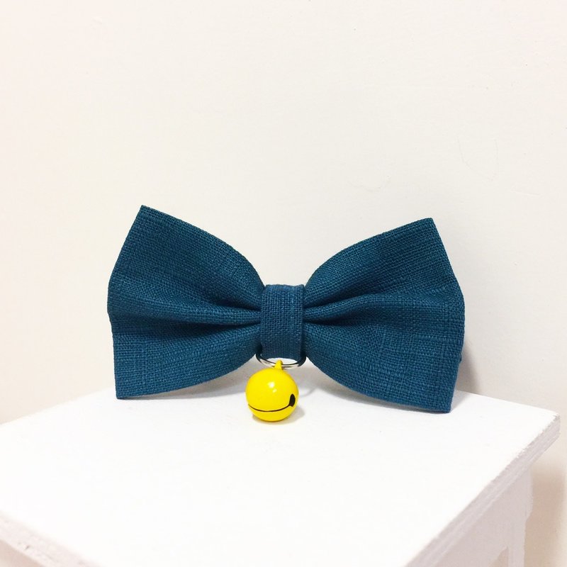 苍蓝色 蝴蝶结宠物装饰项圈 猫咪 小型犬 迷你犬 - 项圈/牵绳 - 棉．麻 蓝色